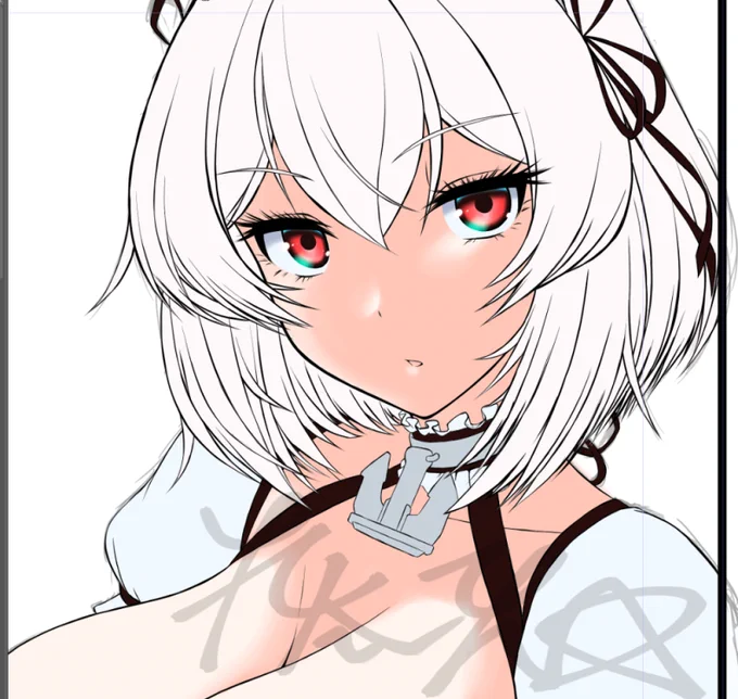 この段階に至っても普通に明るく塗るかなんちゃって逆光塗りでいくか決めかねてる……(画像はなんちゃって逆光です) 