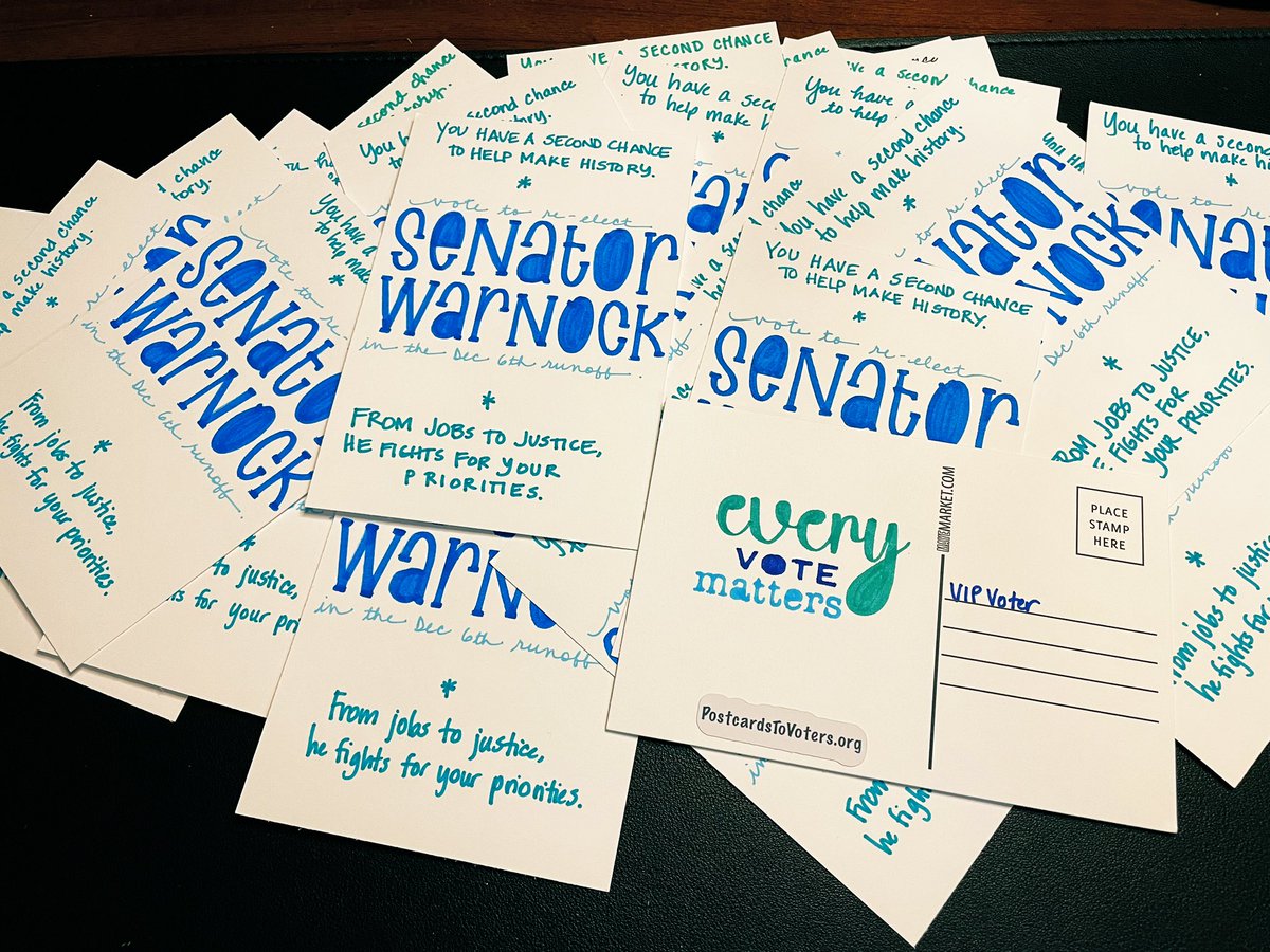 60 #PostcardsToVoters for Senator Warnock, in the mail tomorrow. Let’s get this won!!
#GoWarnock