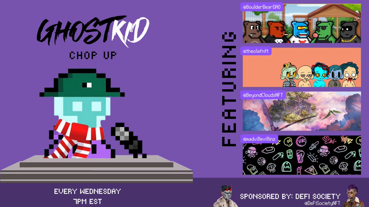 asknoot's tweet image. 🎙️Bears, Villainz &amp;amp; Defi, OH MY!😱

We're back again for the WEEKLY GKD Chop Up presented by WAGBOO Of The Week @DeFiSocietyNFT!

Guests:
@BoulderBearDAO 
@theolafnft 
@BeyondCloudsNFT 
@madvillevillinz 

Tap in to set a reminder to join us on Wednesday!👇