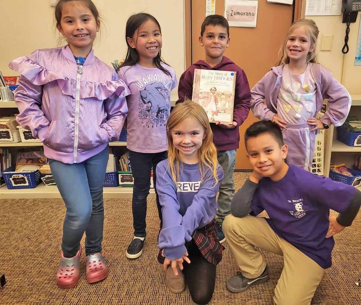 DawsonSchool's tweet image. Today, Dawson Bears proudly wore purple in honor of #RubyBridgesWalktoSchoolDay &amp;amp; learned more about this important piece of our nation&apos;s history through text &amp;amp; discussion in their classroom. #DawsonDifference #RubyBridgesFoundation