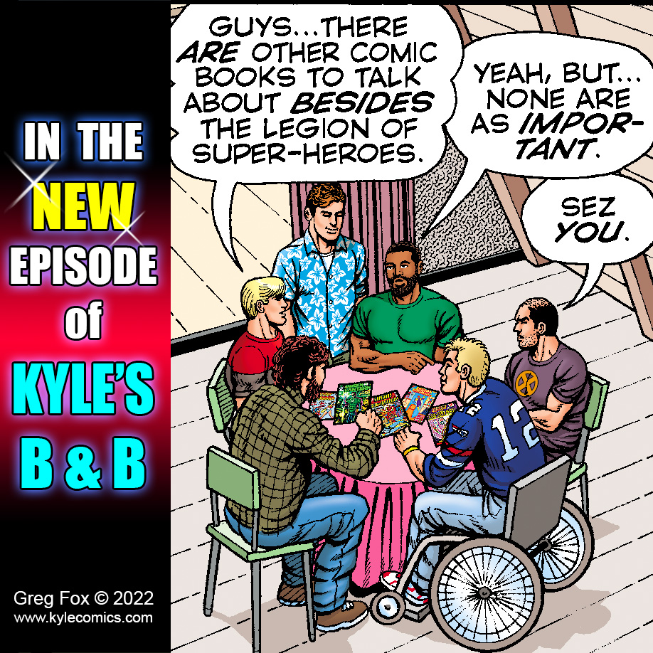 KyleComics's tweet photo. 🍁🍂The comic book roundtable meets at the B&amp;B in the brand-new episode, now posted at the website!!! https://t.co/fUiiE5xygk 🍁#GregFox #kylesbnb #webcomic #gay #gayart #queer #gaycomics #lgbtqcomics #bara #lgbtqart #webcomics #indiecomics #comicbooktalk #comicbookdiscussion https://t.co/AjewoEpSVJ