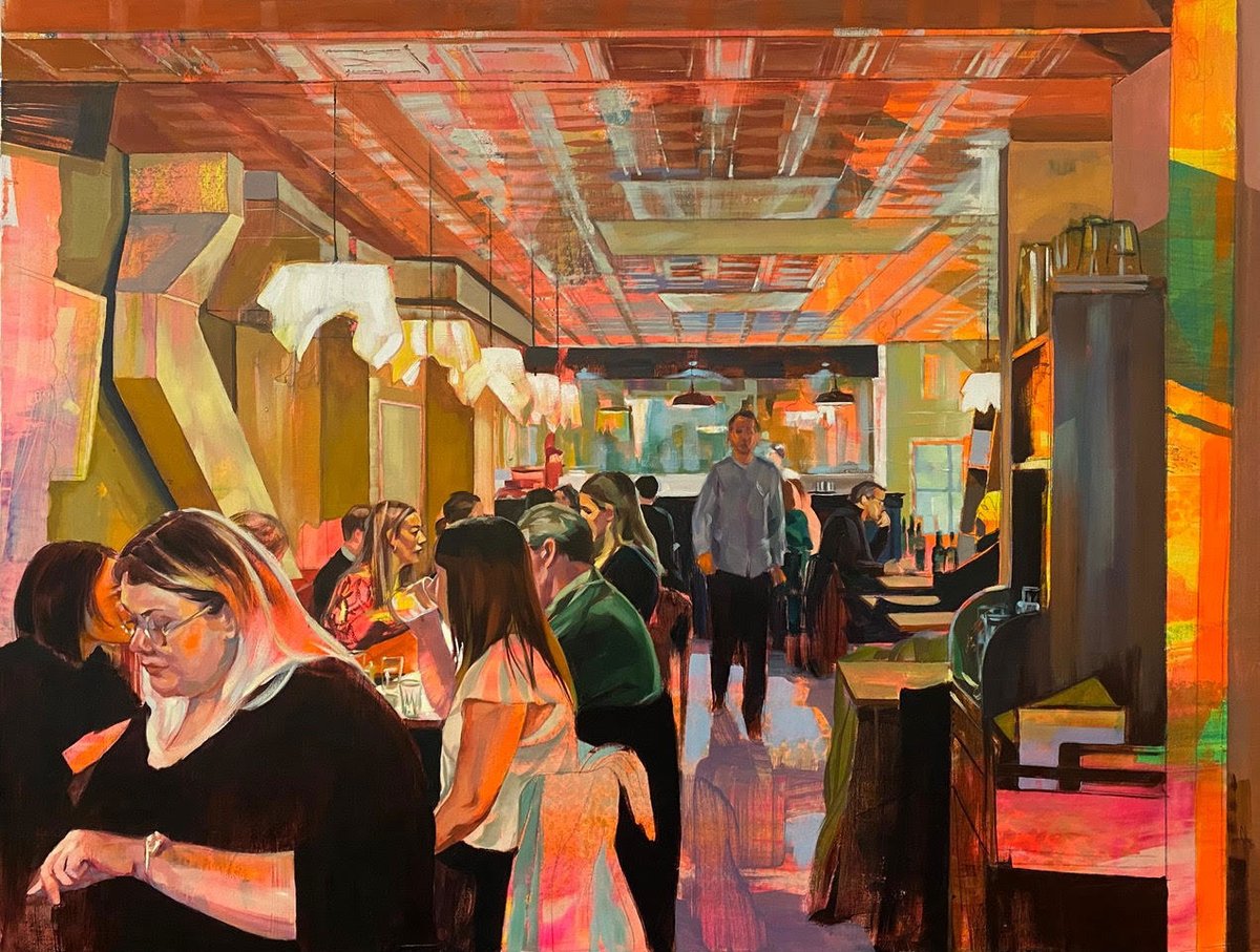 artnet's tweet photo. #ArtnetGalleries spotlight: Cicek Gallery, London 📍 Founded in 2021, Cicek Gallery's two intentions are to be in favor of artists, while being the platform where real artists meet real buyers. 

Pictured: Naila Hazell, “Dining” (2021).

Learn more: https://t.co/2FJeM0AL8s https://t.co/CHCAlJvHoS