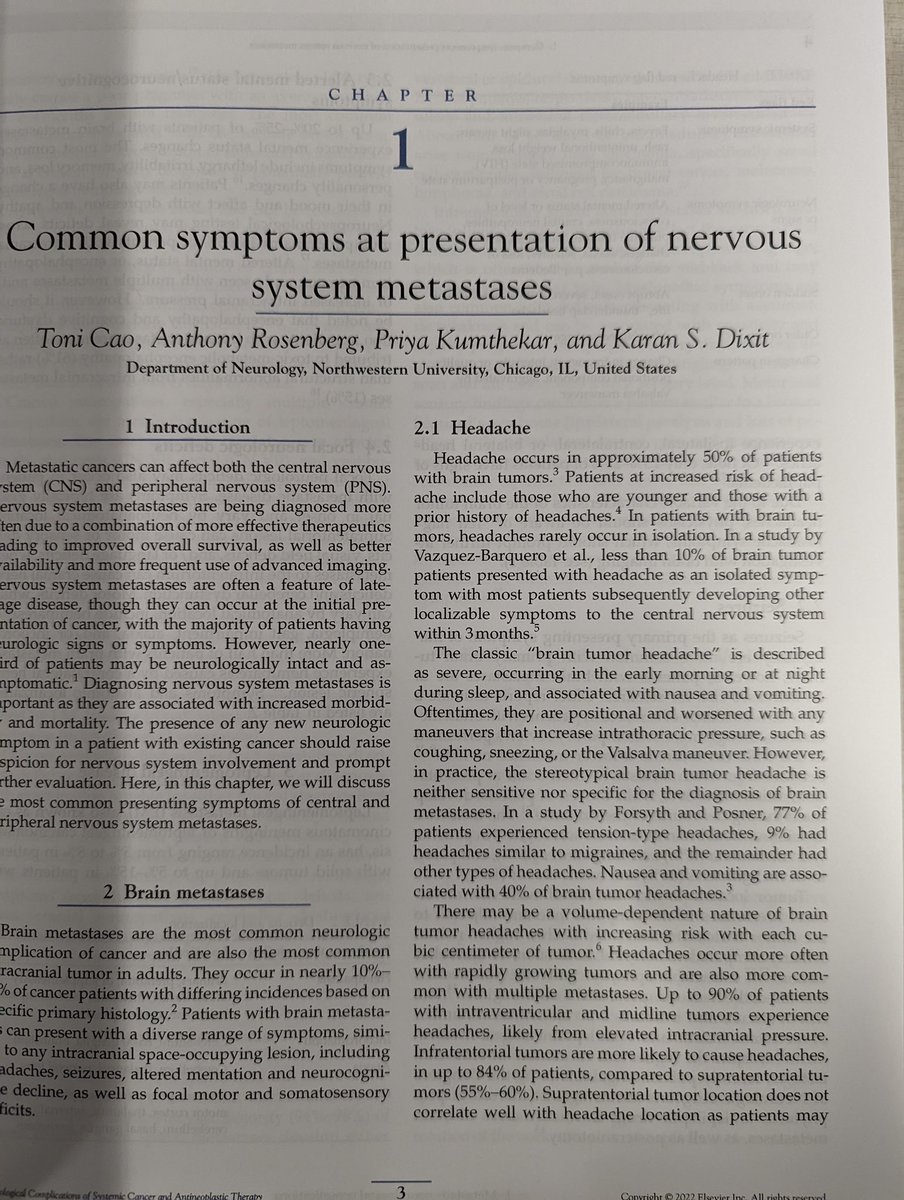 Scholarly work highlight! 2 of our wonderful neurology residents (PGY4s Drs. Toni Cao and Tony Rosenberg) and 2 neuro-onc faculty (Drs. Kumthekar and Dixit) contributed to a new textbook: “Neurological complications of systemic cancer and antineoplastic therapy”