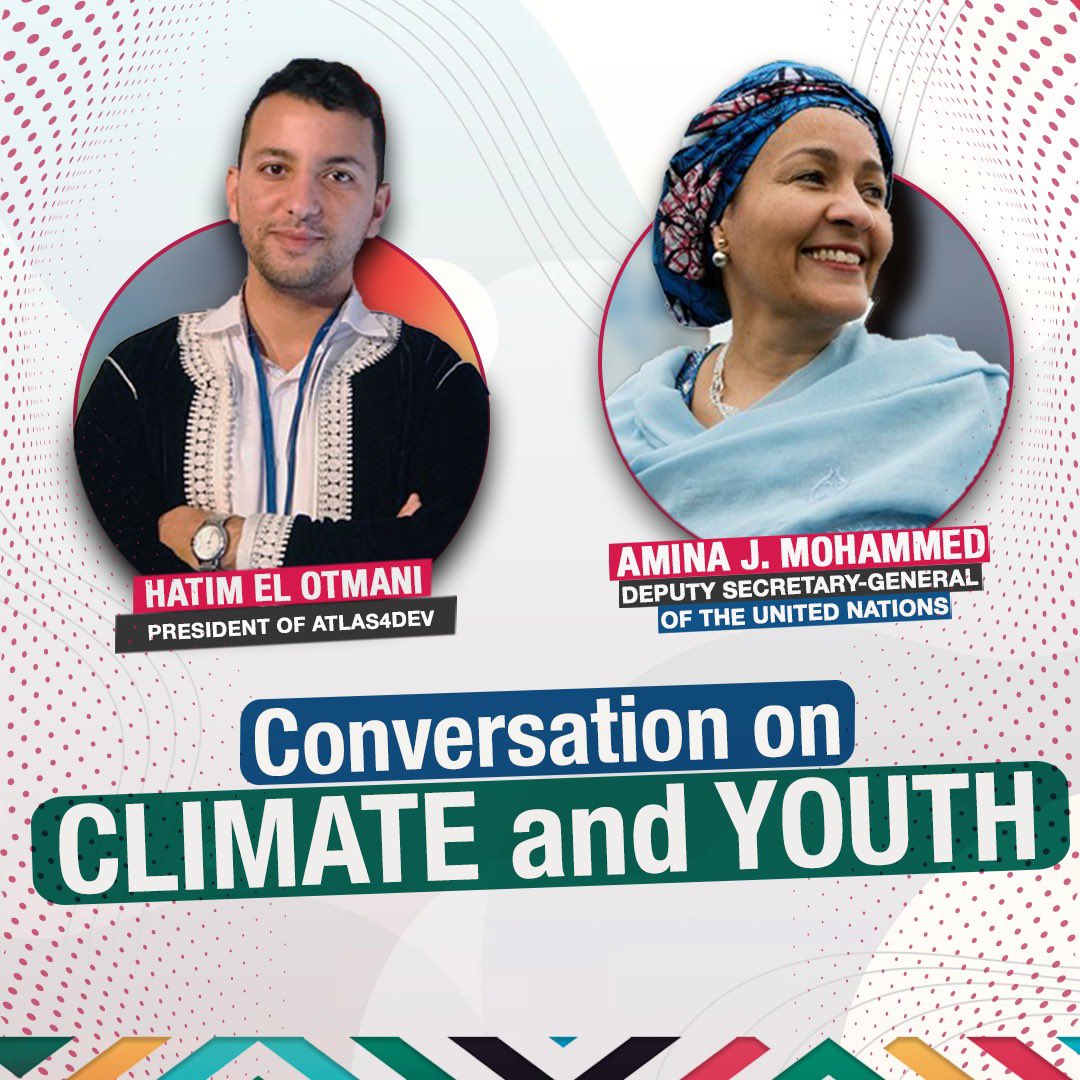 At the margins of the #COP27, and during the 04 edition of the #2063Academy, I had a delightful #conversation with Madame @AminaJMohammed on #Youth and #ClimateChange, as she shared great advice, raised the hope bar high, and called for action! Stay tuned! @COP27P