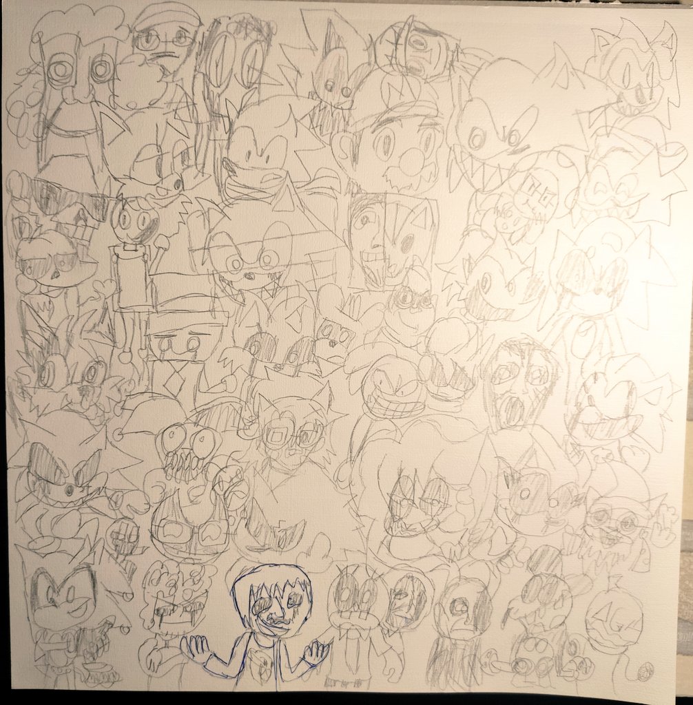 iammrbeastexe's tweet photo. Doodle for 200 followers! 
I apologize for the bad lighting.
Try to find yourself here! I am very sorry for those who couldn't notice themselves in these papers. 

I am Mr.Beast.EXE (1/?) https://t.co/lbUkAo8PUF