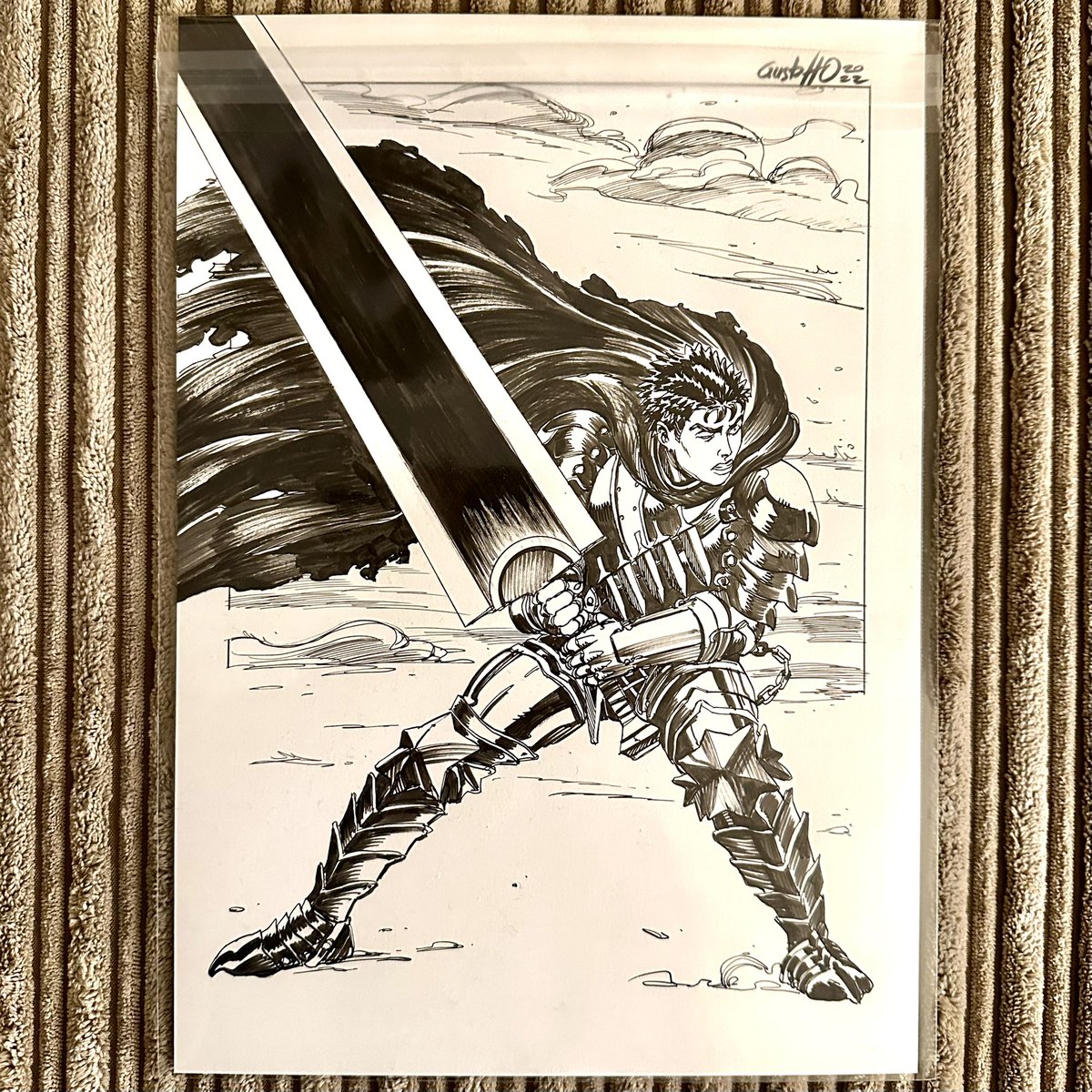 _simsima1980's tweet photo. A late one but I mean @GustaffoVargas is magical πππΌ he drew me a beautiful #guts from #Berserk bloody amazing #commission I LOVE IT HERMANO π #commissionart #berserkmanga #ThoughtBubble2022 #thoughtbubble #comicbookartist https://t.co/ai4KcpuvF8