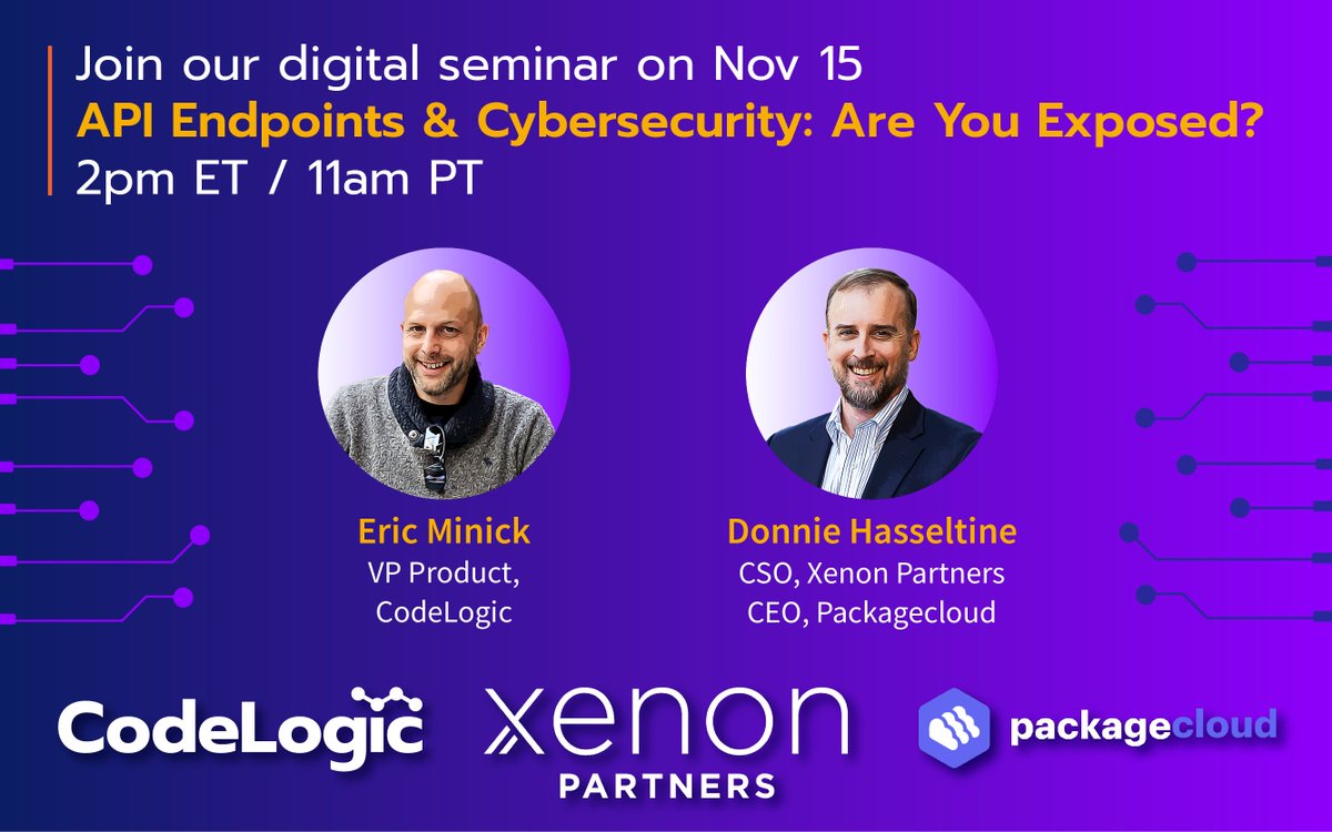 packagecloudio's tweet image. Remember, the CodeLogic seminar featuring Packagecloud chief executive Donnie Hasseltine is tomorrow!
app.livestorm.co/codelogic/endp… 
#codelogic #seminars #security #secops #devsecops #apimanagement #cybersecurity