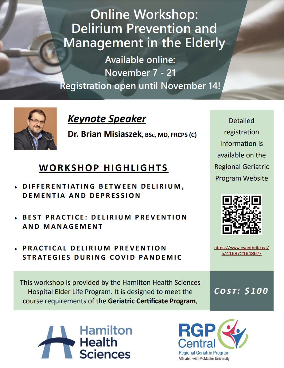 #Delirium Workshop on prevention, management, and differentiation. Fully #online and completed on your own schedule. Last chance to register today! rgpc.ca/events/deliriu…