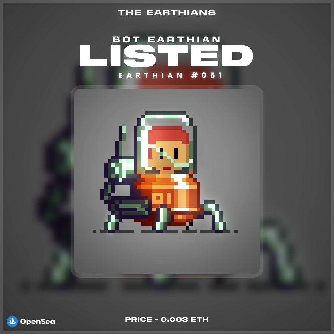 EarthiansMeta's tweet image. BOT Earthian 🤖
Now Available on Opensea 🔥

#NFTs #NFTshill #NFTartists #Crypto