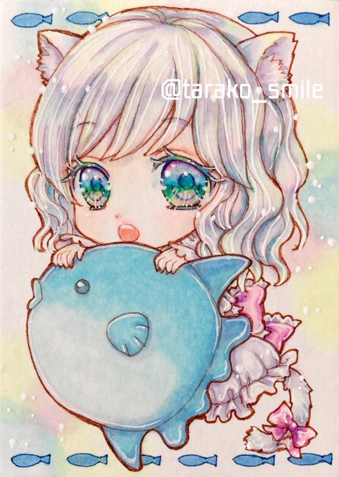 たくさん見て頂きありがとうございます青い目ver.の白猫ちゃんはこんな感じですまた描きたい! 