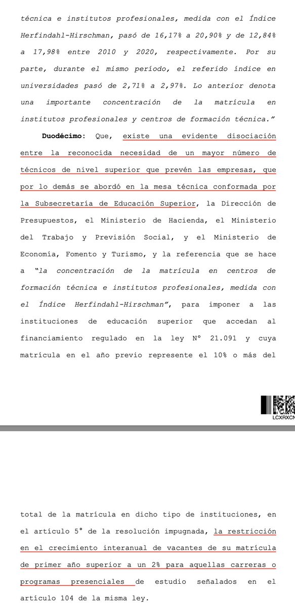 LuisCorderoVega's tweet photo. CS (14.11.2022, rol 25149-2022) Subsecretaría de Educación Superior actúa de modo ilegal cuando limita crecimiento de matrícula interanual de los IP y CFT para efectos de gratuidad. Es inconsistente con argumentos de política pública sostenidos y no se aprecia fundamento racional https://t.co/5CDCJpTuKn