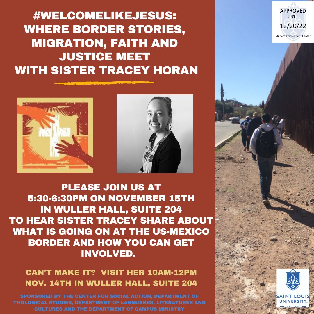 Come join us tomorrow to listen and meet Sister Tracy Horan!