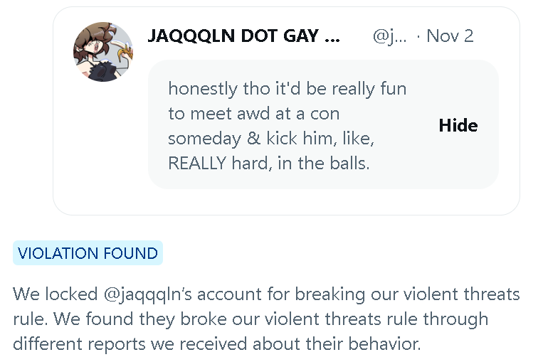 Timeforjackie's tweet photo. This person wants to gaslight her followers into believing her time-out was "dunking on one rich guy" and not the truth. That she has a consistent pattern of violent threats and cruel, defamatory, baseless accusations against other artists. https://t.co/qaBvjD84vi