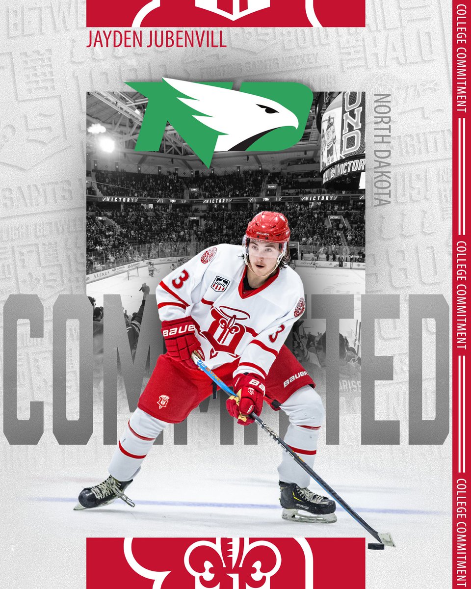 COMMITMENT ALERT 🚨

From Fighting Saint to a Fighting Hawk, defenseman Jayden Jubenvill has committed to the University of North Dakota! #HailToTheHalo

📰: bit.ly/3TAZgA8