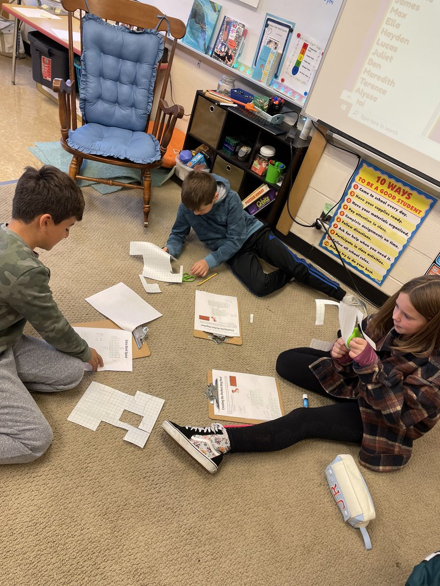 ErinMancini3's tweet photo. Perimeter &amp; Area Project! Students were challenged to create a rectangular pen for a dog with 24 feet of fencing, challenging themselves to see how many they could come up with 🐕 https://t.co/Z7UfDbOyRX