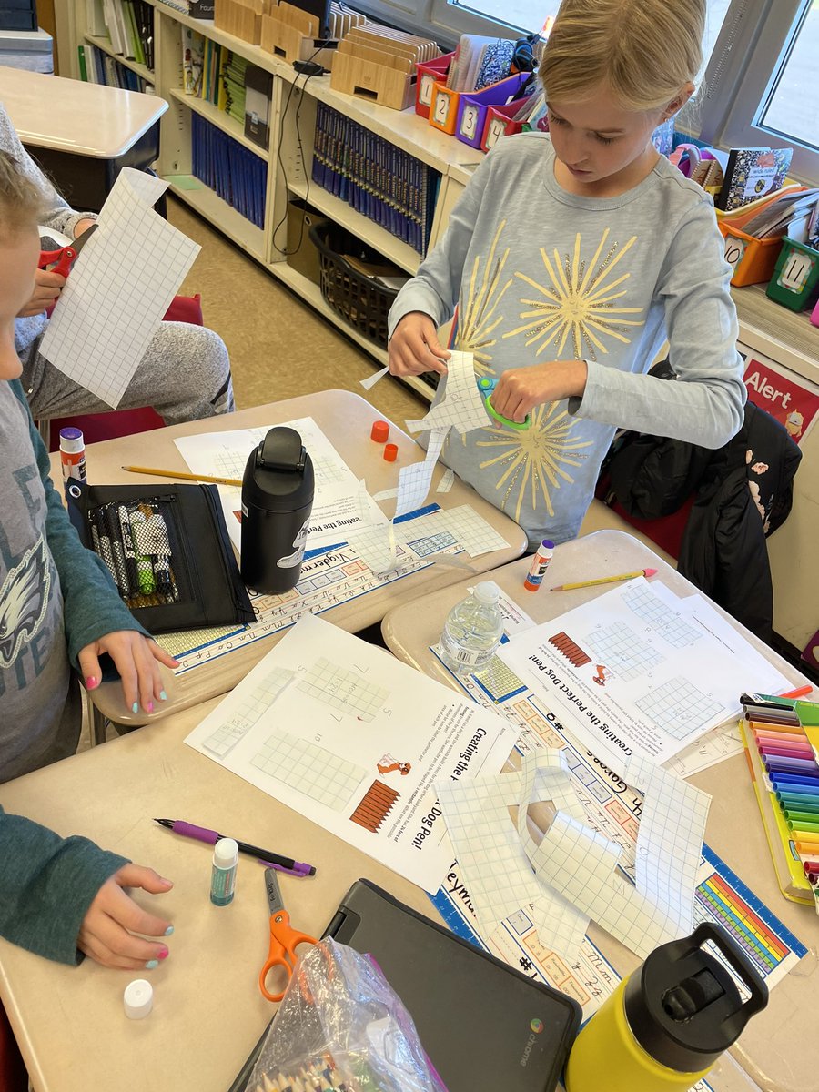 ErinMancini3's tweet photo. Perimeter &amp; Area Project! Students were challenged to create a rectangular pen for a dog with 24 feet of fencing, challenging themselves to see how many they could come up with 🐕 https://t.co/Z7UfDbOyRX