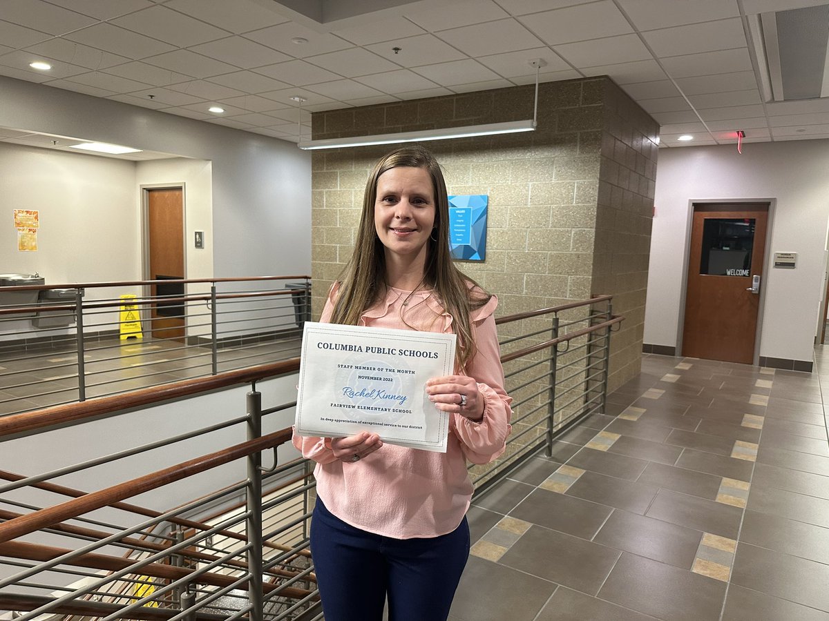 Congratulations to Mrs. Kinney and her colleagues for being recognized at tonight’s board meeting! <a href="/FVEFalcons/">Fairview Elem COMO</a> #cpsbest