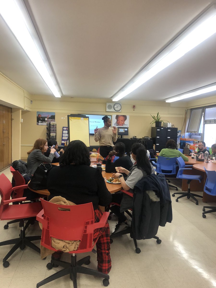 District5NYC's tweet photo. D5 Social Workers PD at the District Office today. Thank you @MorningsideCtr for fulfilling those who give so much to others ♥️🥰♥️ #CRASEL #SEL for adults #d5themecca #ReimagineD5 #sharingvalues that center our work and service of students, staff and families ♥️ https://t.co/pOPBuJ1wVz