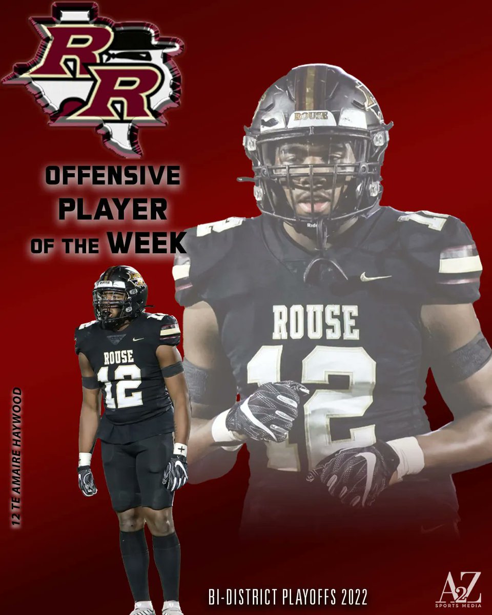 A2ZSportsMedia's tweet photo. Congratulations to the @A2ZSportsMedia Varsity Players of the week for the Bi-District Playoffs! @1RoUSeFB @RouseRaidersFB https://t.co/huSercI8Xa