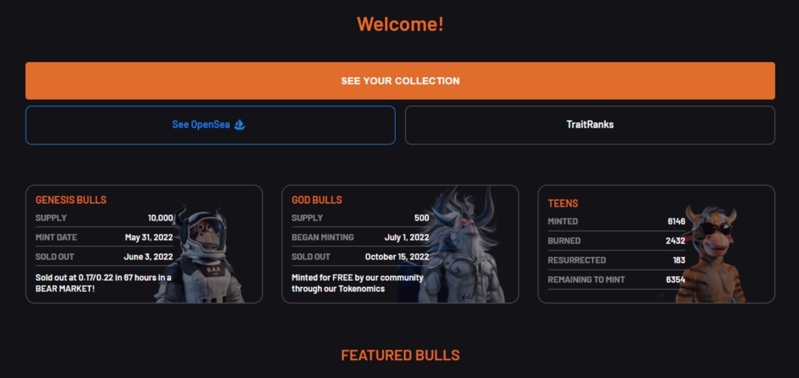 xpickr's tweet image. Wallet connection page updated with new data and featured bulls.

#BAPtech