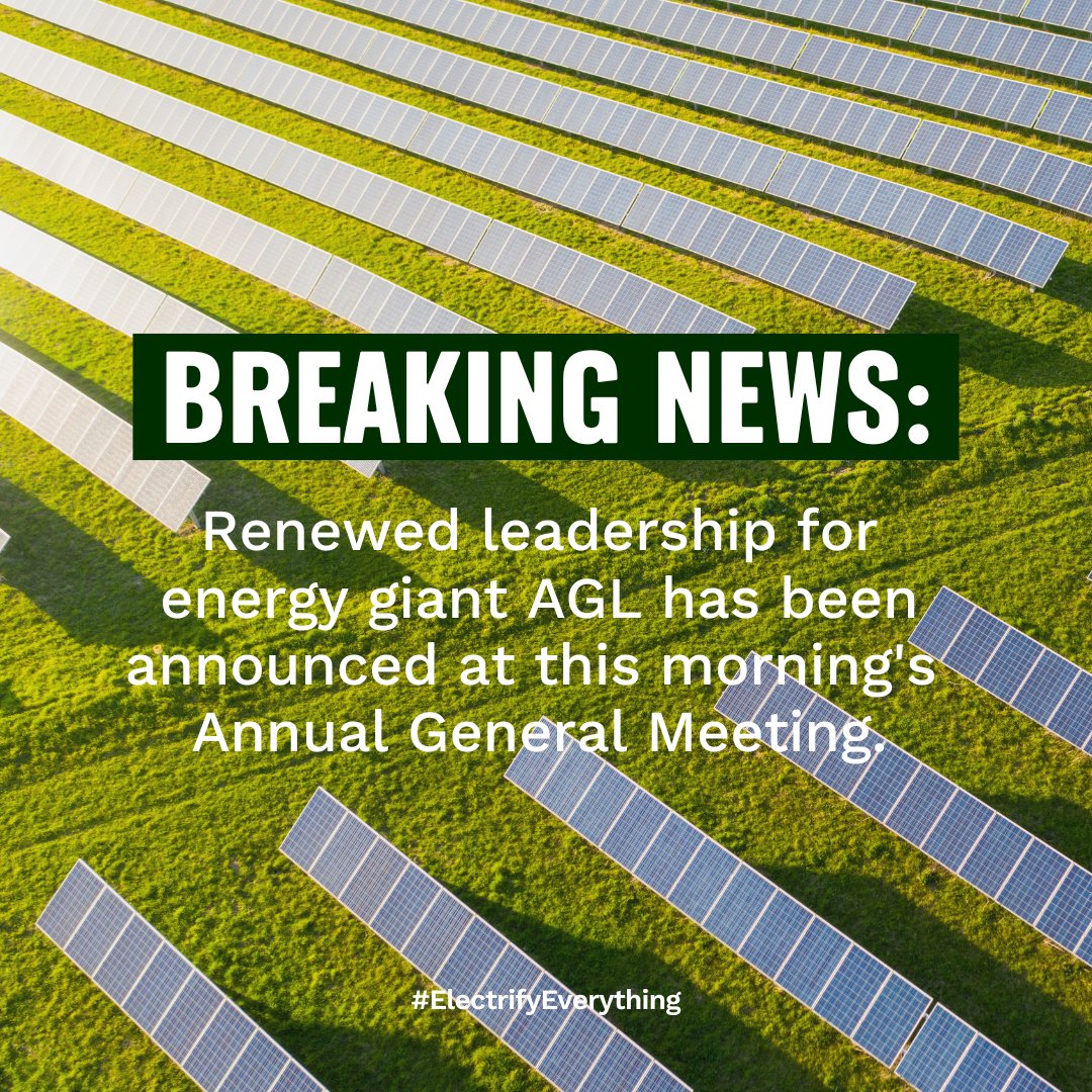 #BREAKING: A new wave of #AGL Board Directors has been announced at the energy giant's AGM in Melbourne. 💚😍 ...And a new era of potential transformation from #Australia’s biggest climate polluter to #renewableenergy powerhouse has begun. 🌈 greenpeace.org.au/news/renewed-l…