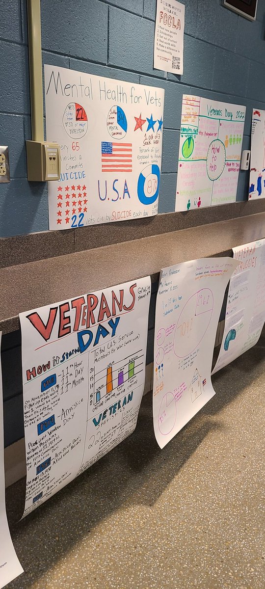 EmBoyz22's tweet photo. We did a Veterans project last week where we looked at obstacles Veterans face today and some of the students wrote letters to vets and some made infographics. I can't tell you how well they did and how proud I am. #reLEAD @RowanSchools https://t.co/eF6PJ2l39i