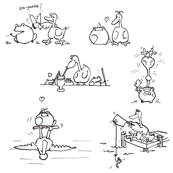 my nana drew her character beulah with my frog characters!! i'm gonna help her make a pin. which ones are your faves? 
