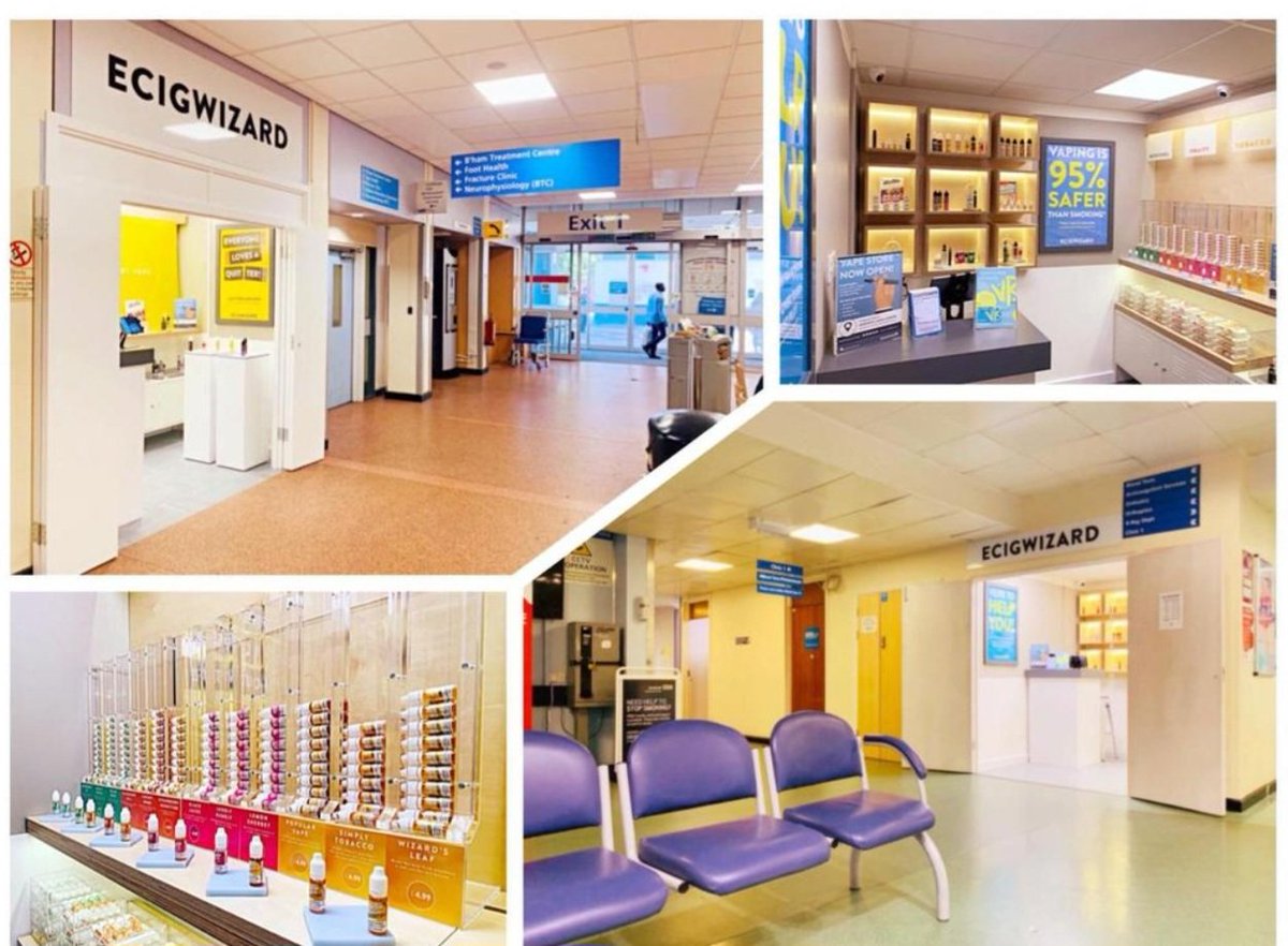 fda_truth's tweet image. Here in the USA we need our cigarette money. The UK doesn't take any money from big tobacco. They put vape shops in hospitals to help smokers quit smoking. They care about their citizens. 

ecigclick.co.uk/vape-shops-in-…