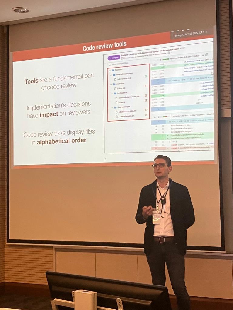 GulCalikli's tweet photo. Today @EnFregnan presented our work on the impact of file position on #codereview at @FSEconf. The paper got an ACM Distinguished Paper award 🏆. Here is the preprint 👉https://t.co/YGo0LiydSG https://t.co/UaliMA2nC7