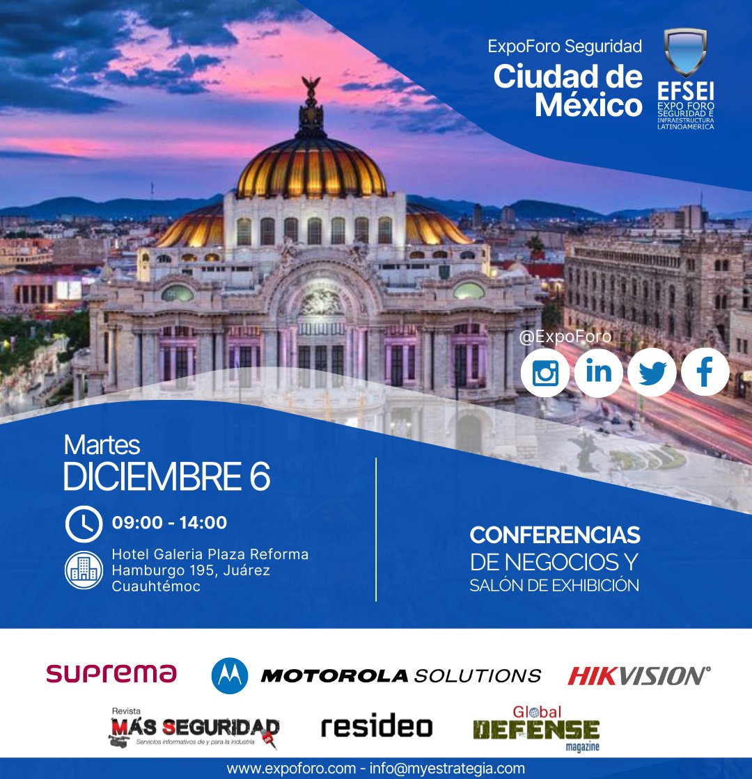 ExpoForo's tweet photo. CDMX será nuestra próxima parada en la gira TourLatam 2022 @ExpoForo Seguridad y Tecnología.
Te esperamos en esta importante cita con la tecnología, nuestro registro y asistencia es gratuito, solo completa este link y te esperamos: https://t.co/8cEgAi6WGb https://t.co/NMTTUwT0RC
