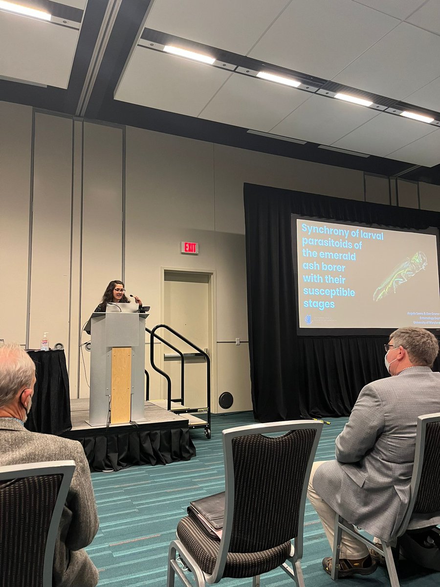 umdeso's tweet photo. Congrats #InsectTerp Angela on your talk, synchrony of larval parasitoids in #EAB, and Brendan on the impacts of N-fixing rhizobia in resilience to herbivorous damage and drought stress in soybean, @GrunerDaniel @plantinsectppl #UMDENTOMOLOGY @EB_Entsoc https://t.co/YQ4JoxrTMl