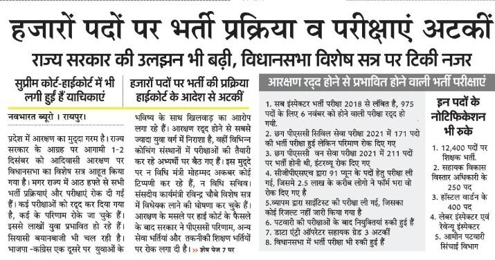 <a href="/UmeshKumar0205/">UMESH KUMAR SHRIVAS</a> <a href="/priyankagandhi/">Priyanka Gandhi Vadra</a> <a href="/RahulGandhi/">Rahul Gandhi</a> <a href="/GovernorCG/">Governor Chhattisgarh</a> <a href="/ChhattisgarhCMO/">CMO Chhattisgarh</a> <a href="/bhupeshbaghel/">Bhupesh Baghel</a> <a href="/drramansingh/">Dr Raman Singh</a> <a href="/satyarajput321/">satya rajput</a> <a href="/IBC24News/">IBC24 News</a> ये हम नही अखबार कहते है!
2018 चुनावी घोषणा,2019 विज्ञापन परीक्षा आज तक नियुक्ति नहीं,2022 की नई भर्तियां सब रुकी हुई है!
<a href="/priyankagandhi/">Priyanka Gandhi Vadra</a>
<a href="/RahulGandhi/">Rahul Gandhi</a>
<a href="/GovernorCG/">Governor Chhattisgarh</a>
<a href="/ChhattisgarhCMO/">CMO Chhattisgarh</a>
<a href="/bhupeshbaghel/">Bhupesh Baghel</a>
<a href="/drramansingh/">Dr Raman Singh</a>
<a href="/satyarajput321/">satya rajput</a>
<a href="/IBC24News/">IBC24 News</a>
#CgReservationMudda
#ReleaseRosterAt50Percent