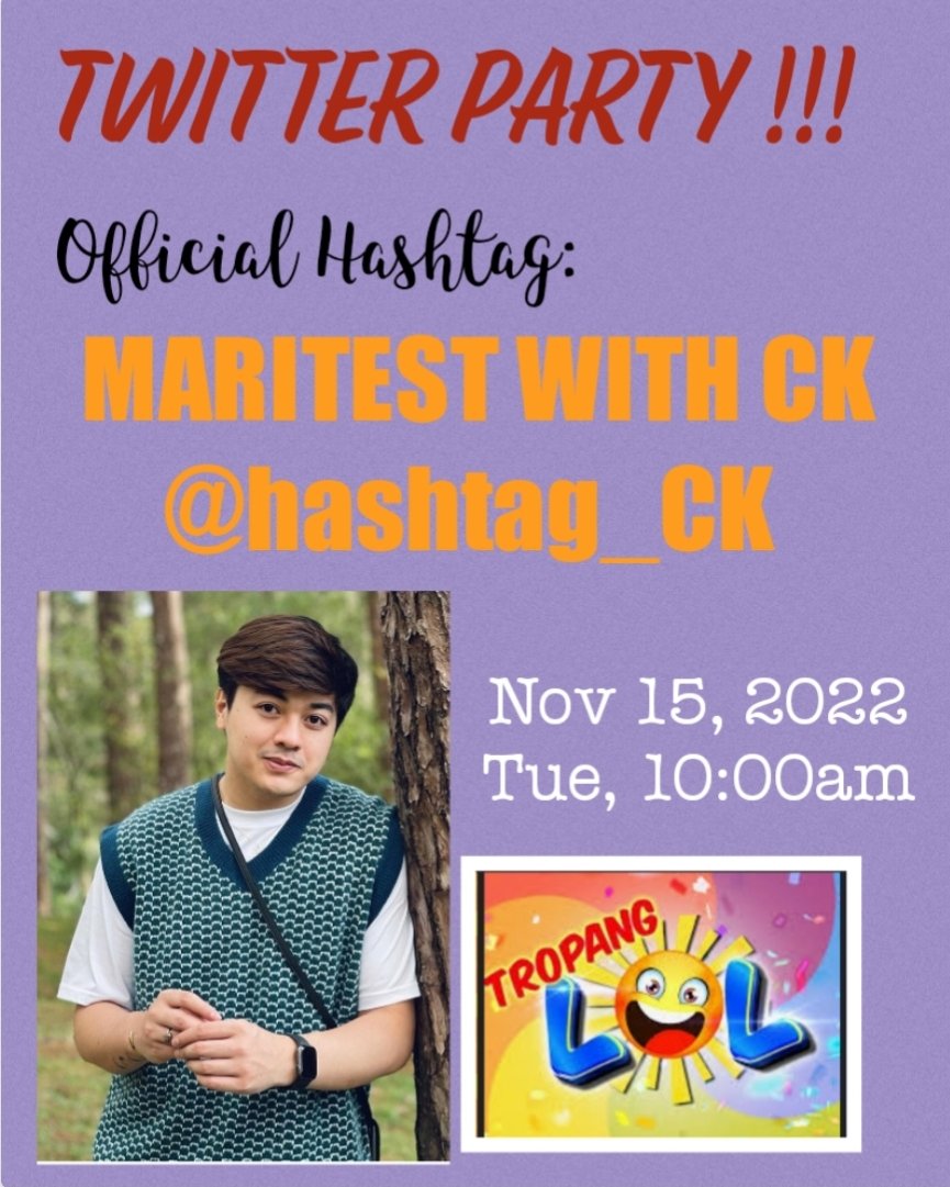 mommyprettyme's tweet photo. Let's the party begin!!!

Our Official Tagline:
MARITEST WITH CK

@hashtag_CK 
@tropang_LOL

☆Happy Tweeting Fam☆ https://t.co/tkLGMNYJyq