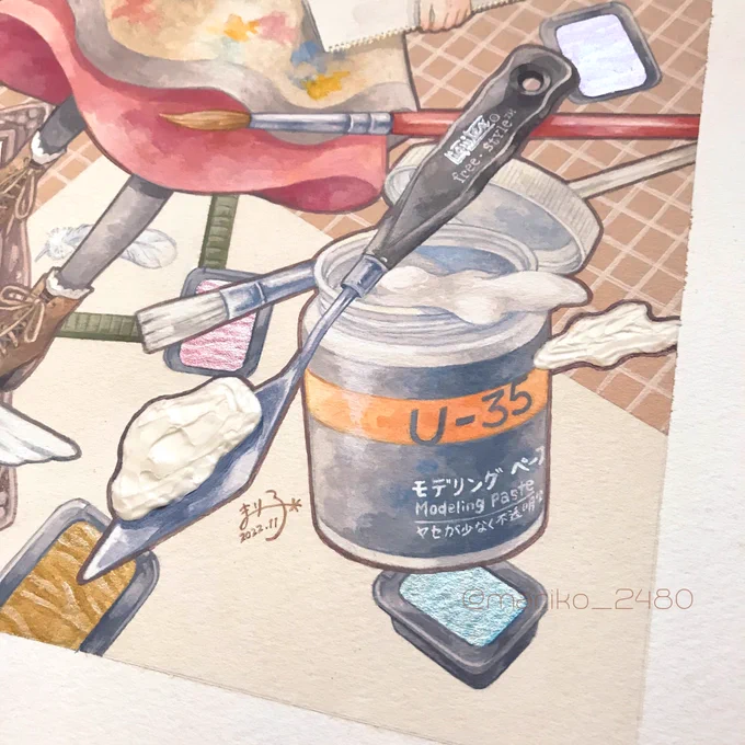 60RT、250いいねありがとうございますこちらは原画!モデリングでモリッとしてたり、キラキラしてたりします絵の具の部分情報量多くて時間が溶けたけど頑張りました 