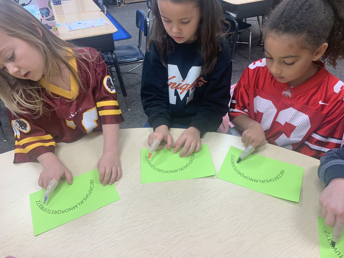 gtdurkin's tweet photo. Strengthening our oral language, letter knowledge and sequencing skills with our alphabet arcs today in small groups 😊 #ECEFCPS #mps https://t.co/oStOFRlNYO