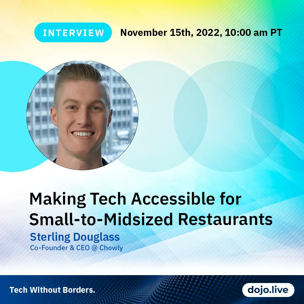 Tomorrow we'll be discussing practical insights into how hopeful entrepreneurs can begin carving a path within the restaurant tech industry, with Sterling Douglass, Co-Founder &amp; CEO @ <a href="/Chowlyinc/">Chowly Inc.</a> 

Don't miss out!

Watch the show: buff.ly/3tuPAwt

#TechNews #TechLeaders