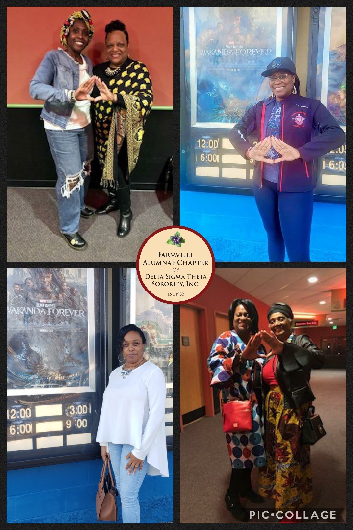 FACDST's tweet photo. The #DeltaRedCarpet Film, “Black Panther: #WakandaForever,” opened in theaters this past weekend! Our chapter's Arts &amp; Letters Committee planned an outing so that we could watch this amazing movie together. #FACDST #DSTRedCarpet #BlackFilm #BlackMovies #DST1913 https://t.co/2KEegesOWA