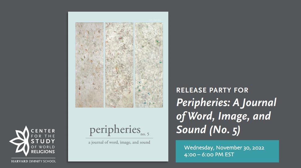 Launch parties <a href="/_peripheries/">Peripheries</a> Issue Five on November 30th, 4:00-6:00pm, online (register at: bit.ly/3Gh84Z6) and December 1st (7:00-8:00pm) <a href="/Grolier_Poetry/">Grolier Poetry Book Shop</a> , register on their website!