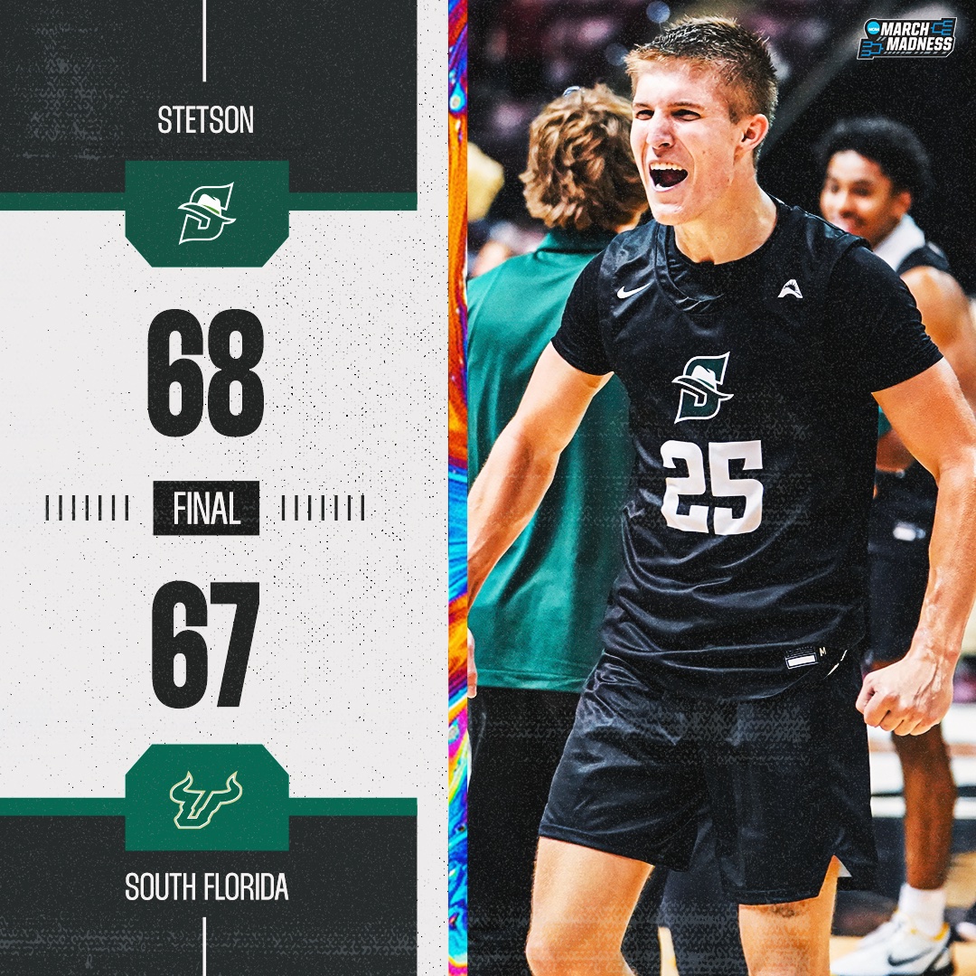 🚨 STETSON DO IT AGAIN

Luke Brown scores 20 points as the Hatters pick up their second upset in as many weeks!