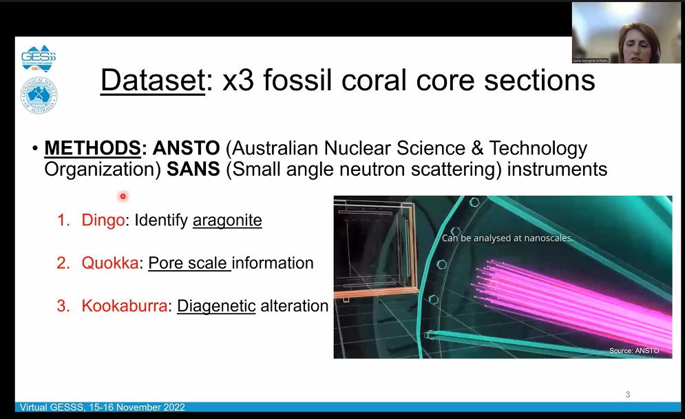 ezzatweets's tweet photo. Cutting edge research being carried out by Carra Williams @ANSTO dating #aragonite in fossil corals to understand reef evolution in the Pleistocene #VGESSS2022 @GeoSocAustralia https://t.co/iVsvBowpMO