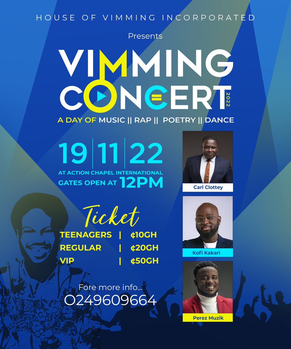 Psalm_one's tweet photo. 4 Days more to my concert. #VimmingConcert!
13th Anniversary plus birthday celebration!
Best way to do is gather talented & gifted people & thank God the best way we can!
@karikarimusic @perezmusik233 @carlclottey_ @LilziGtown & More!
Grab your tickets/Donate:0501358245! https://t.co/tkekcYKMVu