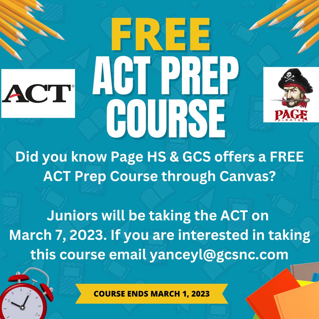 Juniors- ACT is scheduled on 3.7.2023. Sign up NOW for ACT Prep Course