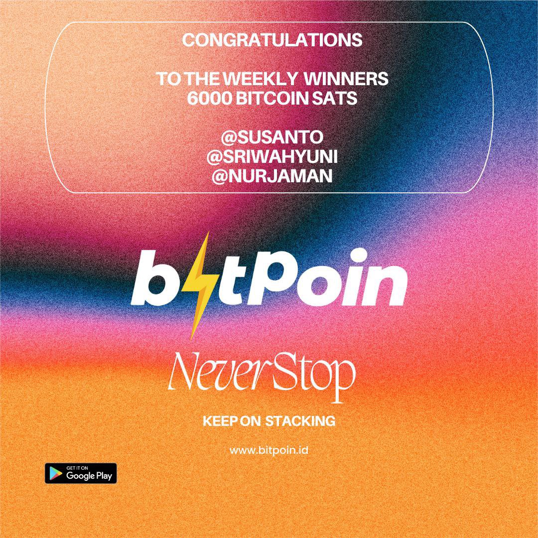 Congrats to the winner 🔥⚡️👍🏼

Let’s Play more to Earn more, only on Bitpoin Apps!

#Bitpoin #BitpoinID #BitpoinIndonesia #Bitcoin #bitcoinindonesia #bitcoinnews #bitcoinprice #bitcoinsatoshi #sats #satoshi #blockchain #crypto #cryptocurrency #bitcoininvestment