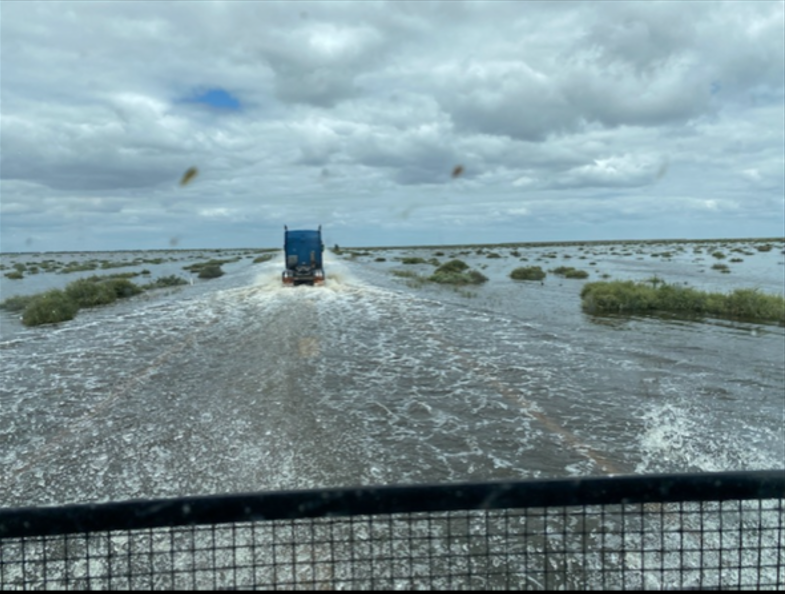 Only a matter of time until the Sturt Hwy closes to all traffic in parts. This pic from 15km west of Hay. Unreal the amount of water