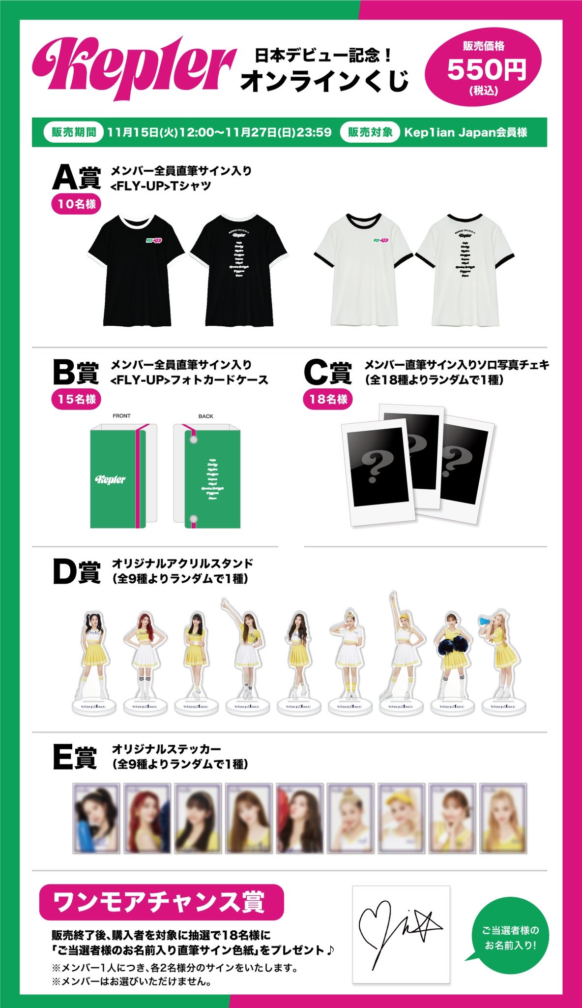 Kep1er オンラインくじ Kep1er オンラインくじ B賞 直筆サイン入り