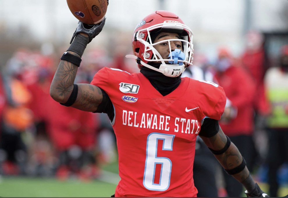 Honored and blessed to have earned a offer from Delaware State!❤️
<a href="/Abaskerville_7/">Coach Baskerville</a> <a href="/CoachLewis_shec/">Coach Kaiwan Lewis</a> <a href="/CoachNooks/">Coach Nooks</a>