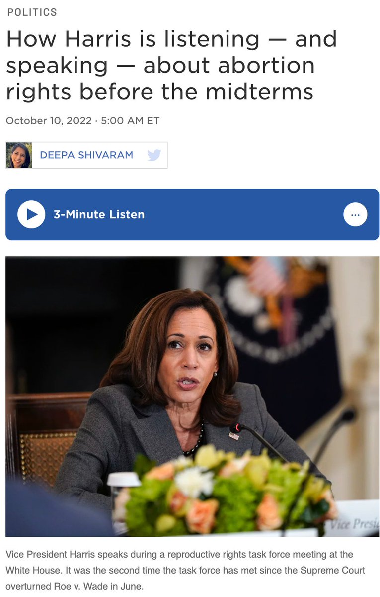 Vice President Harris is bouncing all around the world every day doing the work. She worked tirelessly over the last several months campaigning for Dems with a focus on abortion and young voters. With zero coverage from the media.

I never saw anyone ask what Mike Pence was up to