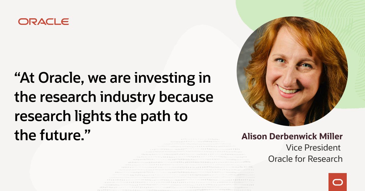 Oracle is lighting the way in research 🔬

Alison Derbenwick Miller (@aderbenwick), <a href="/Oracle/">Oracle</a> VP and Global Head of <a href="/OracleResearch/">Oracle for Research</a>, shares Oracle’s four focus areas to simplify and accelerate #research. 

Check them out: social.ora.cl/6013MLmLx