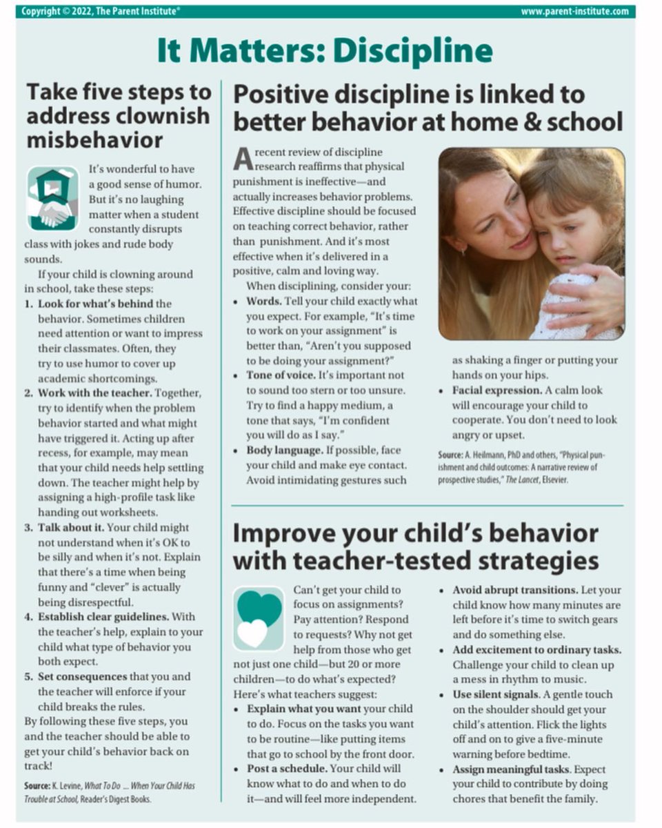 Parents: please read the December Issue of Parents Make a Difference Newsletter.