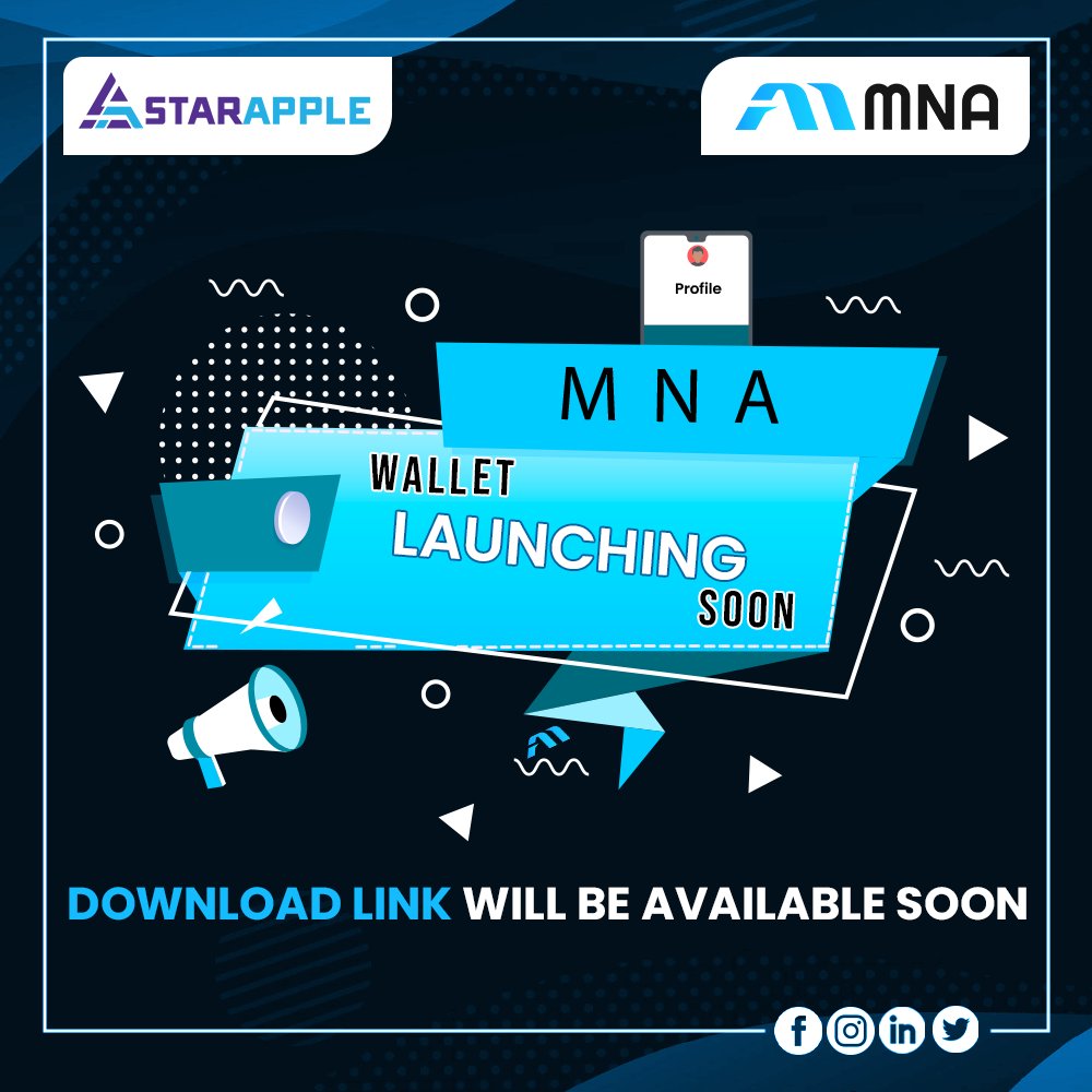 StarappleM's tweet photo. Exciting News!!! 🎯🎯📌📌

MNA wallet will be launching soon. Watch out this space for more information. 
#GoodNews 
#surpriseforyou
#walletlaunch
#mnawallet
#launchingsoon
#ComingSoon 
#endofwait
#wearecomingforyou
#DownloadNow
#getthelink
#starapplelab
#starapplemna
#starapple https://t.co/tzSvshui0U